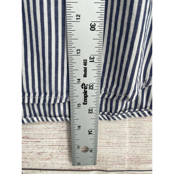 Lili's Closet 1/2 Button Striped Lace Back Tunic Top Women's Medium Blue/White - Picture 10 of 10
